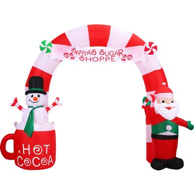 Christmas Time 9-Ft. Wide Pre-Lit Inflatable Candy Cane Arch Outdoor Christmas Decoration