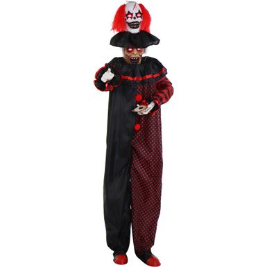 Animatronic Pop-Up Two-Headed Clown with Light-Up Eyes for Scary Halloween Decoration