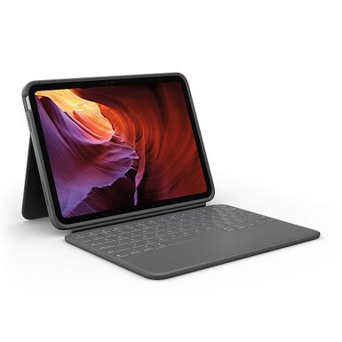 Logitech - Rugged Folio Keyboard Case for Apple iPad - Latest Model - (10th Gen) with Spill-proof Keyboard - Oxford Gray