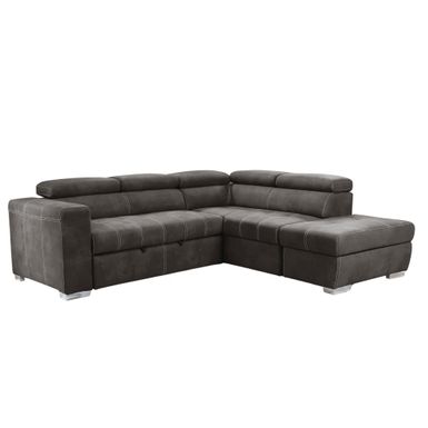 Hazell 97 in. 3-Piece Brown Corner Sleeper Sectional with Storage Ottoman / Adj. Backrest