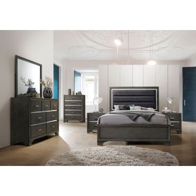 ACME Carine II Eastern King Bed, Fabric & Gray