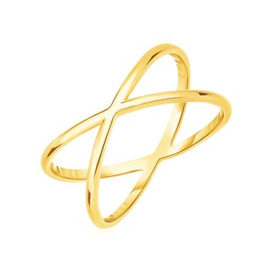 14k Yellow Gold Polished X Profile Ring (Size 7)