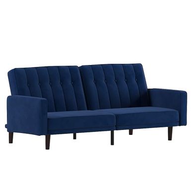 Alamont Home - Convertible Split Back Futon Sofa Sleeper with Wooden Legs - Navy