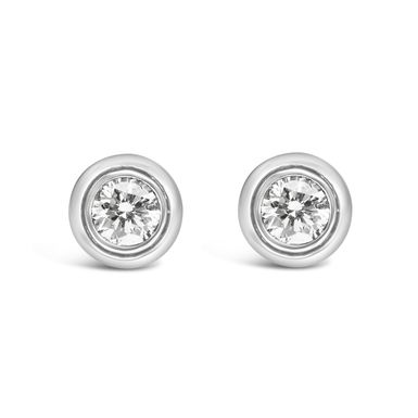 .925 Sterling Silver 1/5 Cttw Lab-Grown Round Brilliant-Cut Diamond Modern Bezel-Set Stud Earring (F-G Color, VS2-SI1 Clarity)