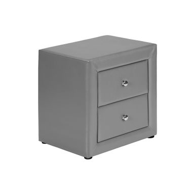 Bedroom Accent/ Nightstand/ End/ Side/ Lamp/ Storage Drawer/ Bedroom/ Upholstered/ Pu Leather Look/ Grey/ Transitional