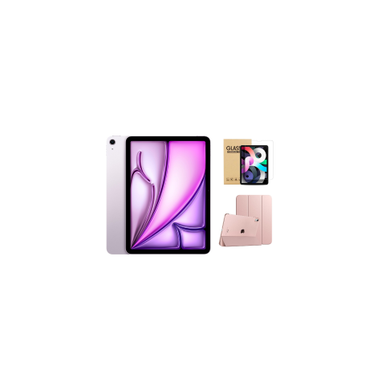 Apple - 11-inch iPad Air (Latest Model) M2 chip Wi-Fi 256GB - Purple With Rose Gold Case Bundle