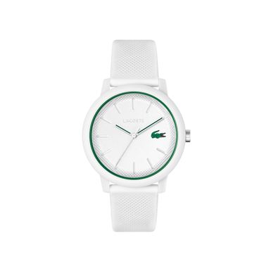 Lacoste - Mens 12.12 White & Green Silicone Strap Watch White Dial