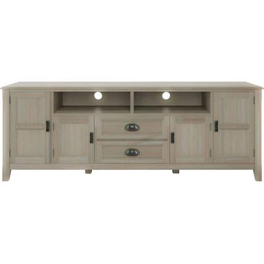 Simpli Home - Burlington SOLID WOOD 72 inch Wide Transitional TV Media Stand in Distressed Grey For TVs up to 80 inches - Distressed Gray