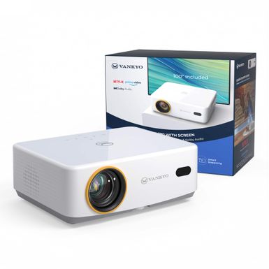 Vankyo - Leisure 570B Native 1080P Wireless Smart WebOS Single LCD Mini Projector, Screen Included - White