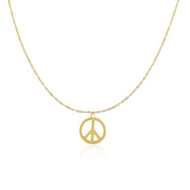 14k Yellow Gold with Peace Symbol Pendant (17 Inch)