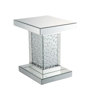 ACME Nysa End Table, Mirrored & Faux Crystals