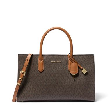 Michael Kors Scarlett Signature Medium E/W Satchel-Brown/Acorn