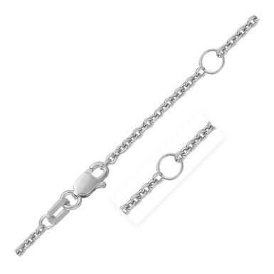 Double Extendable Cable Chain in 14k White Gold (1.9mm) (18 Inch)