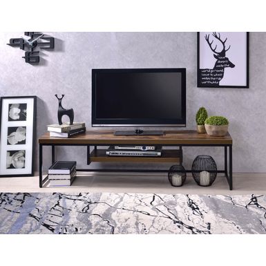 ACME Bob TV Stand, Weathered Oak & Black Metal