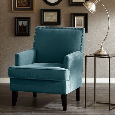 Blue Colton Track Arm Club Chair