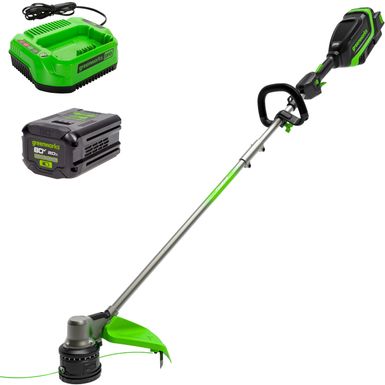 Greenworks - 80V 17" Brushless String Trimmer with 2.0Ah Battery & Charger - Black/Green