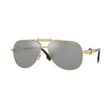 Versace Sunglasses (VE2236-1002Z3, Gold/Polarozed Grey Mirror)