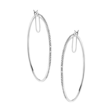 .925 Sterling Silver Diamond Accent Medium Sized Hoops Earrings (I-J Color, I2-I3 Clarity)