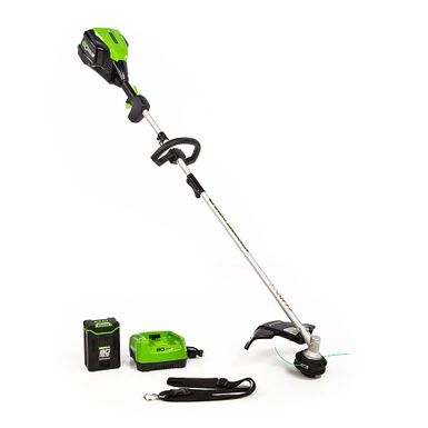 Greenworks - 80V 16" Brushless Attachment Capable String Trimmer with 2.0 Ah Battery and Rapid Charger - Black/Green