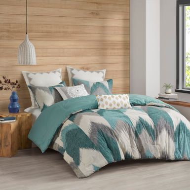 Aqua Alpine 3 Piece Comforter Mini Set, King/Cal King