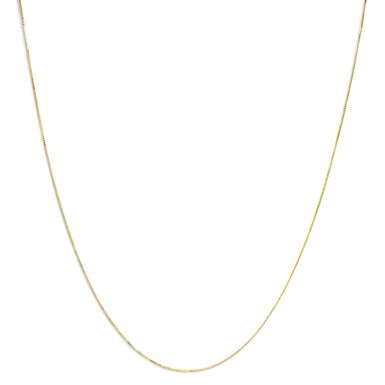 Solid 14K Yellow Gold 0.75mm Classic Box Chain Necklace. Unisex Chain - Size 22 Inches