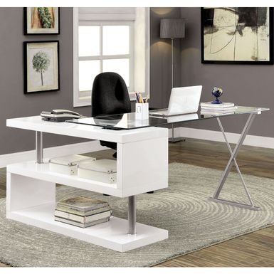 Modern Metal Swivel Writing Desk in White