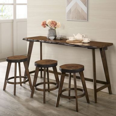 Transitional Wood 4-Piece Counter Height Table Set in Dark Walnut