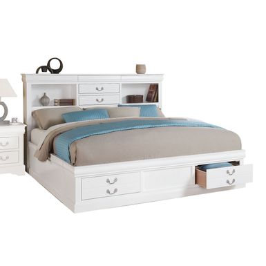 ACME Louis Philippe III Queen Bed w/Storage, White