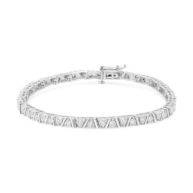 .925 Sterling Silver 1/4 Cttw Miracle-Set Diamond Modern Tennis Bracelet (I-J Color, I3 Clarity) - Size 7.25"