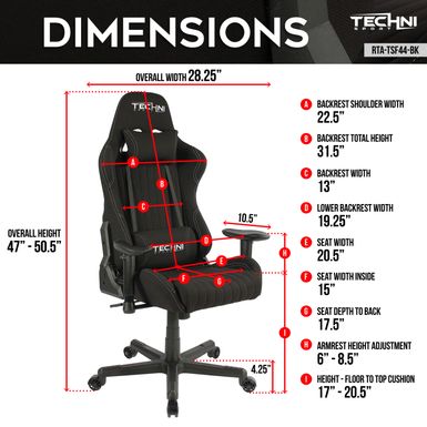 Fabric Ergonomic High Back Racer Style PC/Gaming Chair, Black