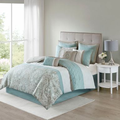 Seafoam Shawnee 8 Piece Comforter Set Queen