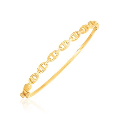 14k Yellow Gold High Polish Puffed Mariner Bangle