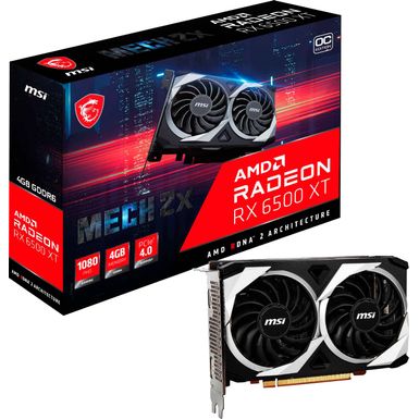 MSI - AMD Radeon RX 6500 XT Mech 2X 4G OC - 4GB GDDR6 - PCI Express 4.0 - Graphics Card - Black