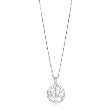 Sterling Silver Round Tree of Life Necklace (18 Inch)