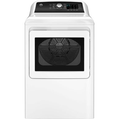 GE - 7.4 Cu. Ft. Front Load Electric Dryer with Sensor Dry - White with Matte Black