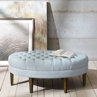 Delaney Surfboard Tufted Dusty Blue Ottoman