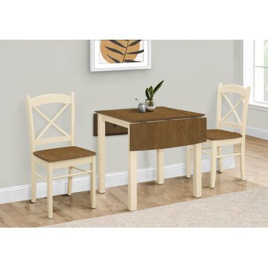 Dining Table - 30"X 48"/ Cream / Oak Top 9" Drop Leaf