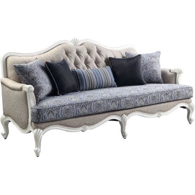 ACME Ciddrenar Sofa w/5 Pillows, Fabric & White Finish