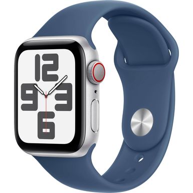 Apple Watch SE 2nd Generation (GPS+Cellular) 40mm Aluminum Case with Denim Sport Band - M/L - Silver