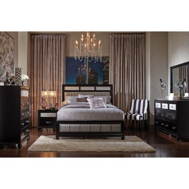 Barzini Eastern King Upholstered Bed Black and Grey