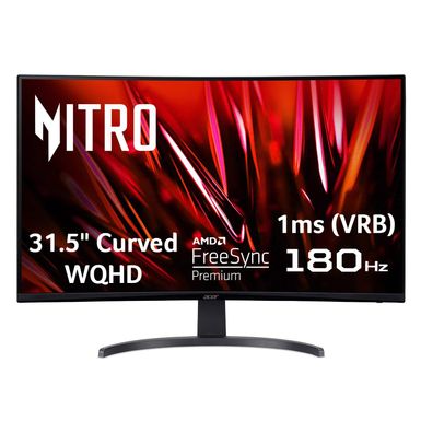 Acer -Nitro Gaming 31.5" Curved WQHD 180Hz 1ms FreeSync Premium Gaming Monitor (DisplayPort, HDMI x2) - Black