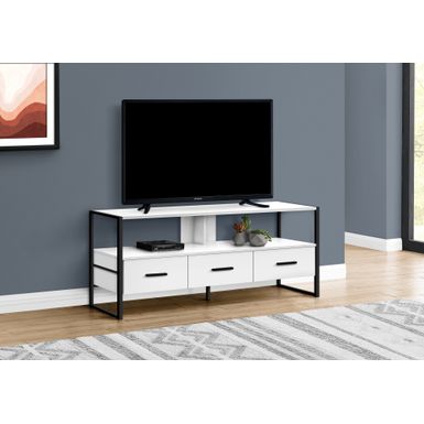 TV Stand/ 48 Inch/ Console/ Media Entertainment Center/ Storage Drawers/ Living Room/ Bedroom/ Laminate/ Metal/ White/ Black/ Contemporary/ Modern