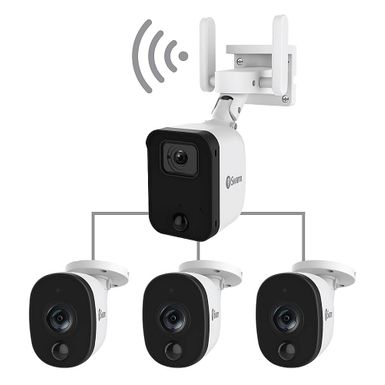 Swann Fourtify 4 Wireless Security Camera System 64GB Micro SD Card 4 Cameras1080p NVR System 2-Way Audio Indoor/Outdoor - White