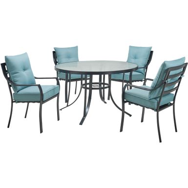 Lavallette 5pc: 4 Dining Chairs and Round Glass Table