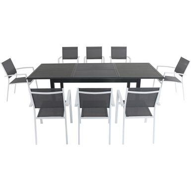 Cameron 9pc: 8 Aluminum Sling Chairs, 63-94" Aluminum Extension Table