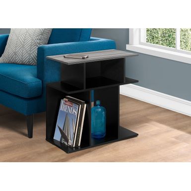 Accent Table/ Side/ End/ Nightstand/ Lamp/ Living Room/ Bedroom/ Laminate/ Black/ Grey/ Contemporary/ Modern