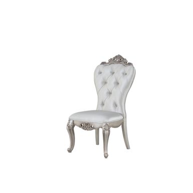 ACME Gorsedd Side Chair (Set-2), Cream Fabric & Golden Ivory Finish