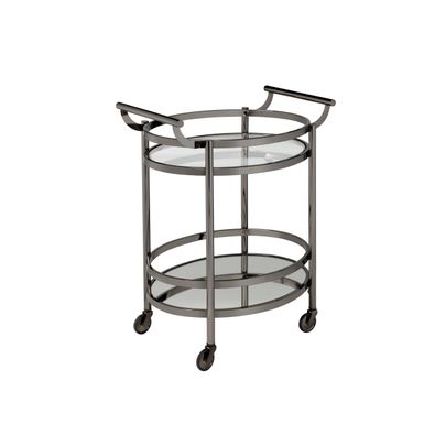 ACME Lakelyn Serving Cart, Black Nickel & Clear Glass