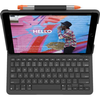 Logitech - Slim Folio Keyboard Folio for Apple iPad (7th 8th  9th Generation) - Graphite