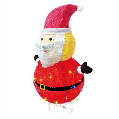 Fraser Hill Farm 4-Ft. Prelit Collapsible Tinsel Santa Indoor or Outdoor Decoration